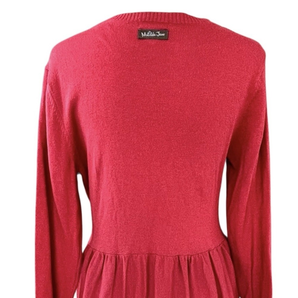 Matilda Jane Tiered Babydoll Cardigan Sweater Womens XS Red Peplum Lagenlook - Picture 9 of 12